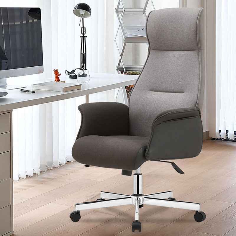 High Back Executive Chair Padded Arms Leather Soft Swivel Office Chair