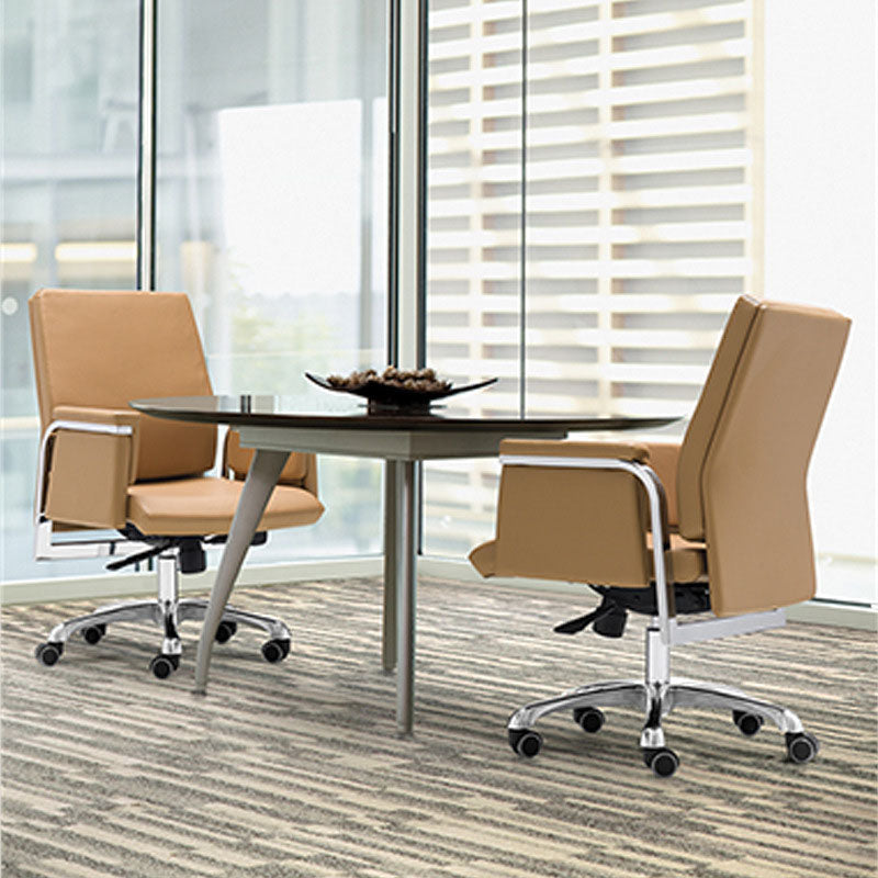 Modern Computer Chair Fixed Arms Chair High Back Leather Management Office Chair