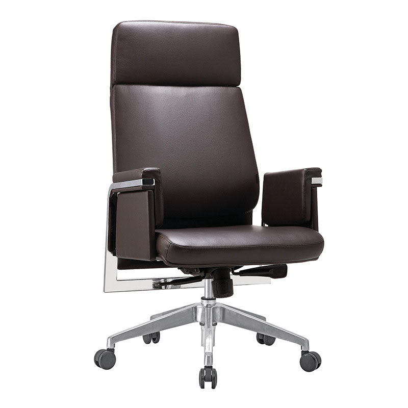 Modern Computer Chair Fixed Arms Chair High Back Leather Management Office Chair