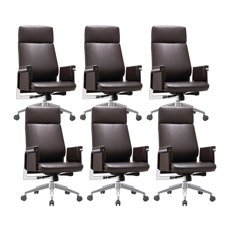 Modern Computer Chair Fixed Arms Chair High Back Leather Management Office Chair