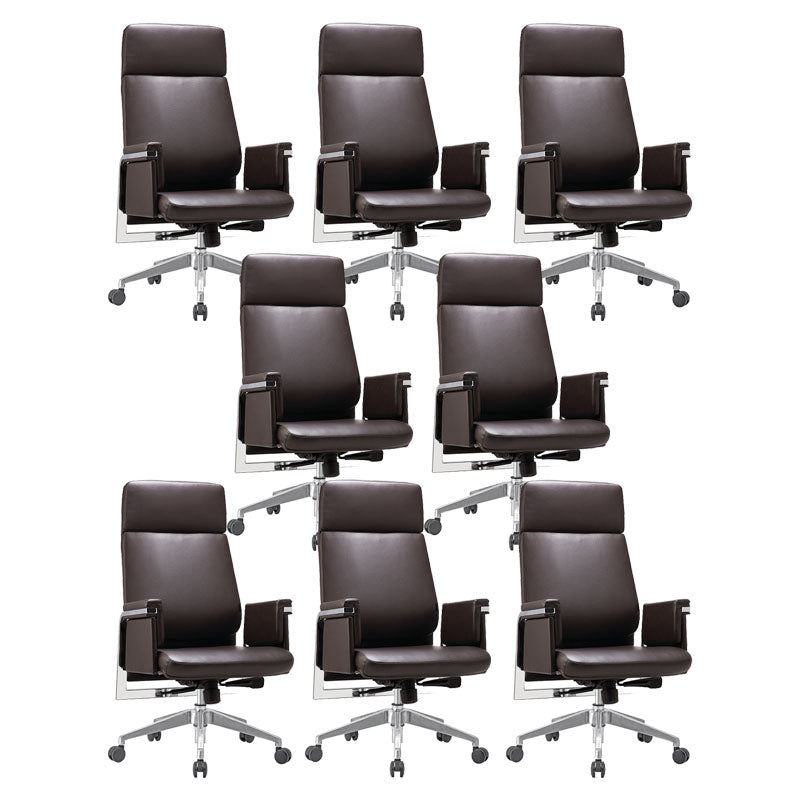 Modern Computer Chair Fixed Arms Chair High Back Leather Management Office Chair