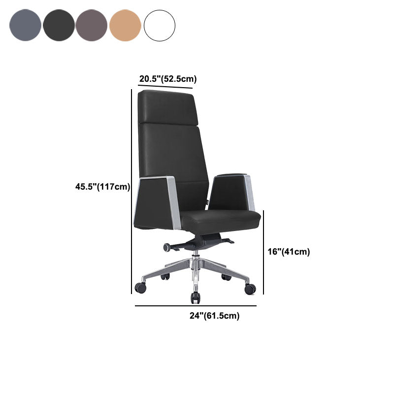 Modern Computer Chair Fixed Arms Chair High Back Leather Management Office Chair