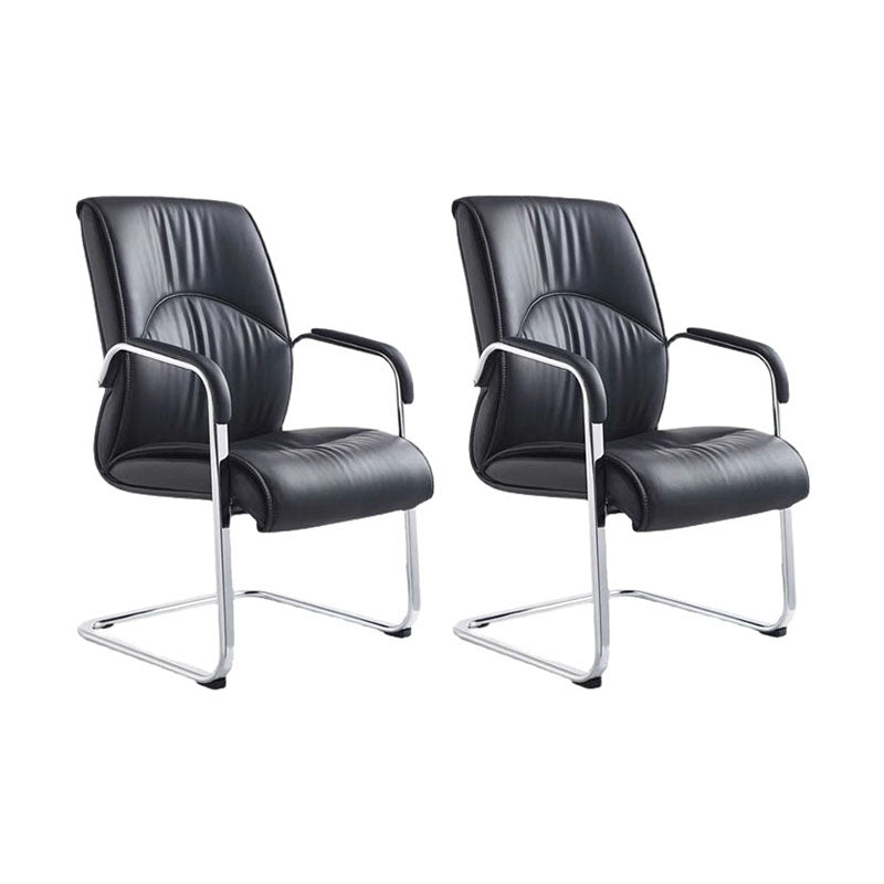 Modern Leather Management Conference Chair No Wheels Conference Chair