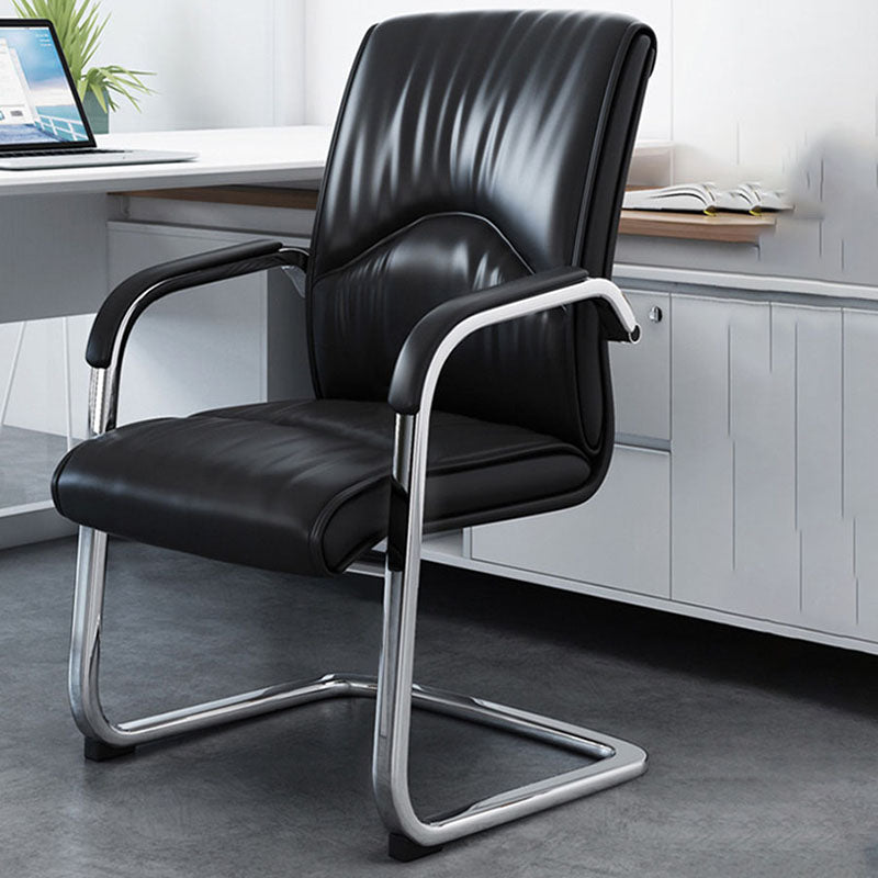 Modern Leather Management Conference Chair No Wheels Conference Chair