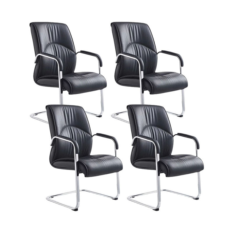 Modern Leather Management Conference Chair No Wheels Conference Chair