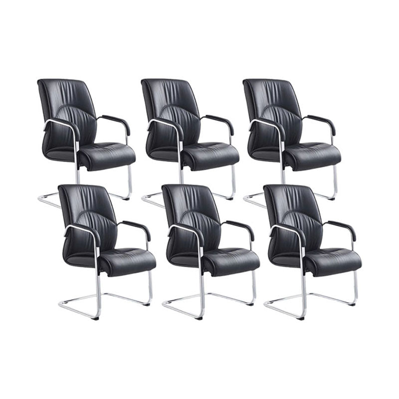 Modern Leather Management Conference Chair No Wheels Conference Chair