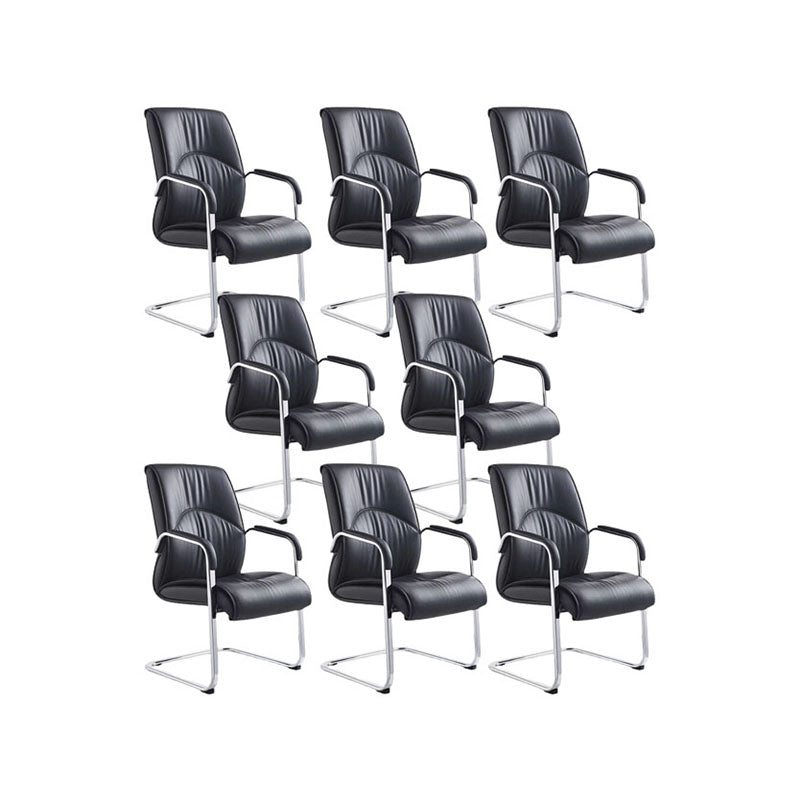 Modern Leather Management Conference Chair No Wheels Conference Chair