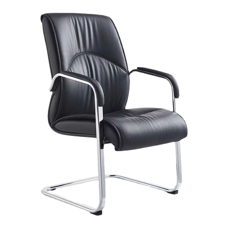 Modern Leather Management Conference Chair No Wheels Conference Chair