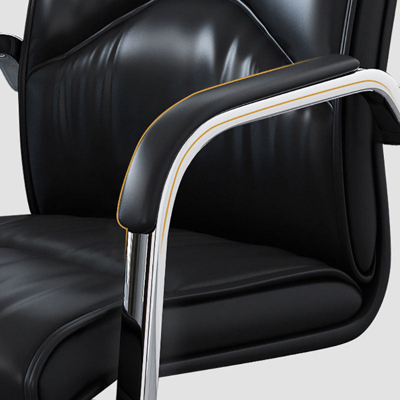 Modern Leather Management Conference Chair No Wheels Conference Chair