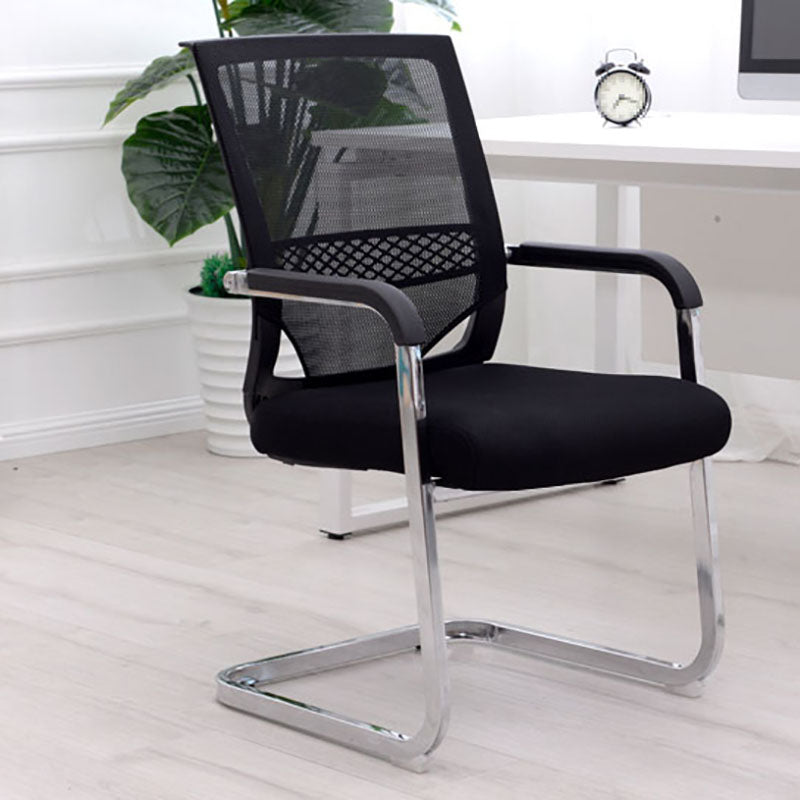 Modern Fixed Arms Office Chair Lumbar Support No Wheels Office Chair