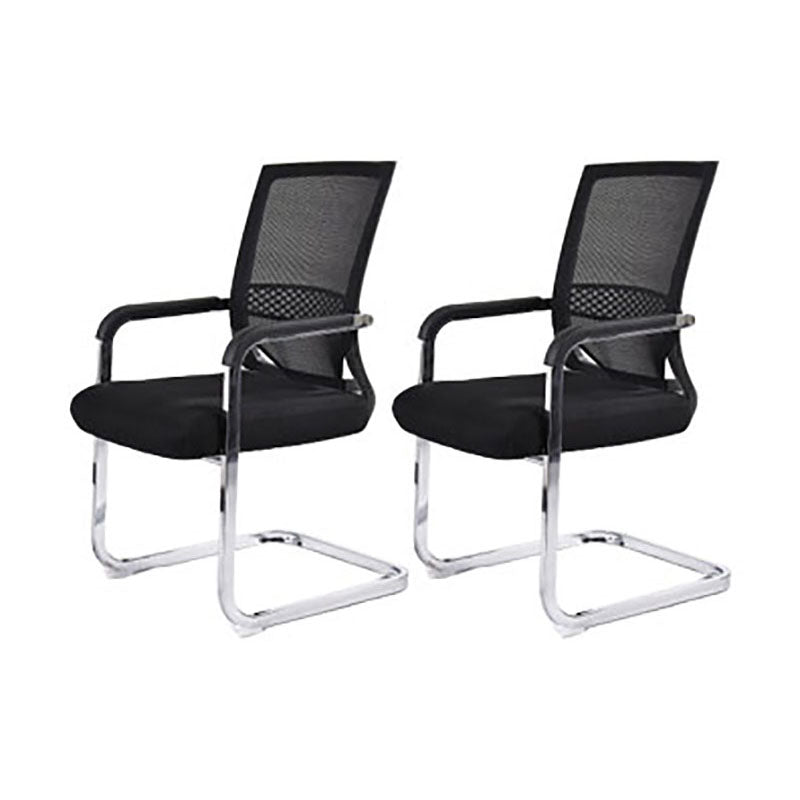 Modern Fixed Arms Office Chair Lumbar Support No Wheels Office Chair