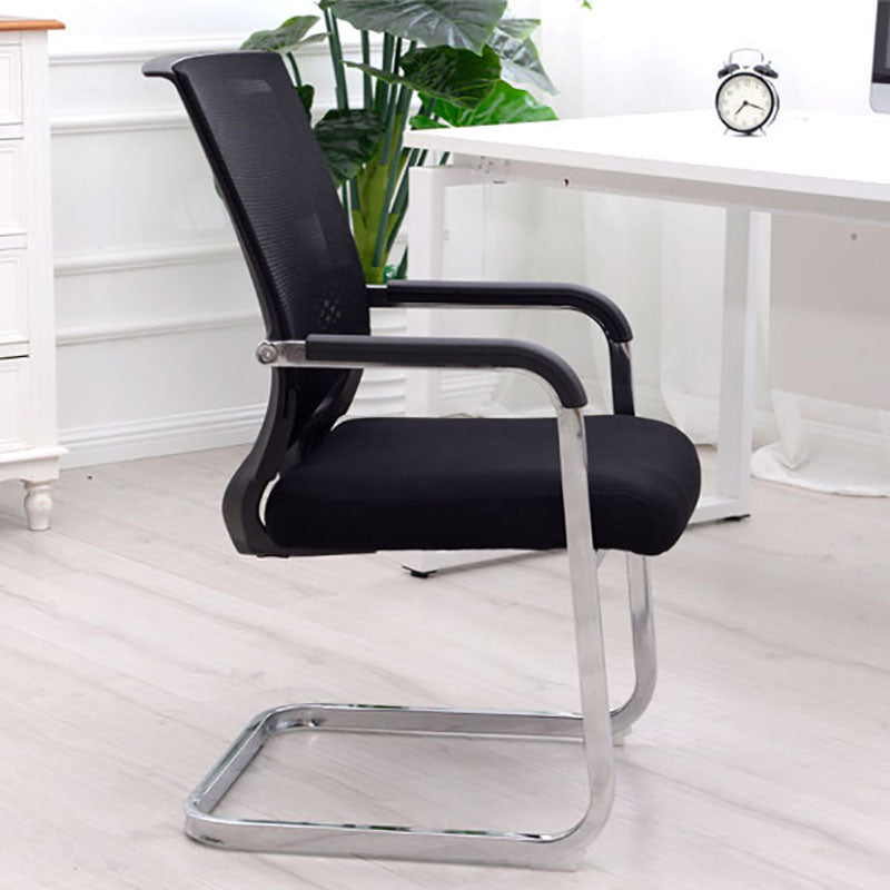 Modern Fixed Arms Office Chair Lumbar Support No Wheels Office Chair