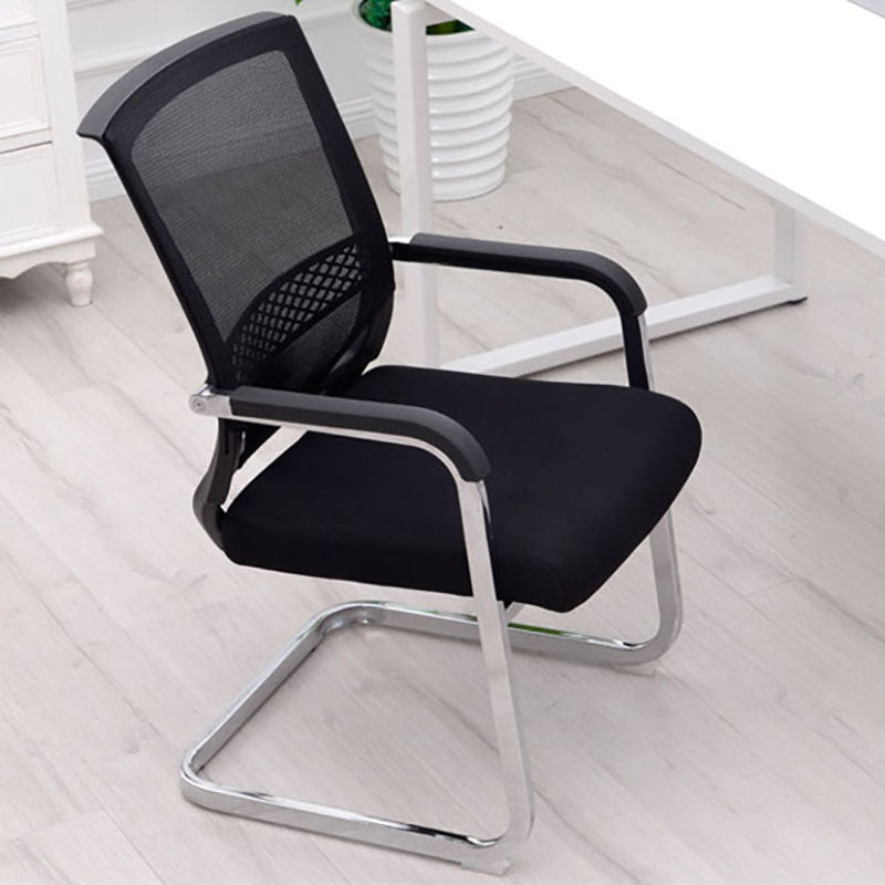 Modern Fixed Arms Office Chair Lumbar Support No Wheels Office Chair