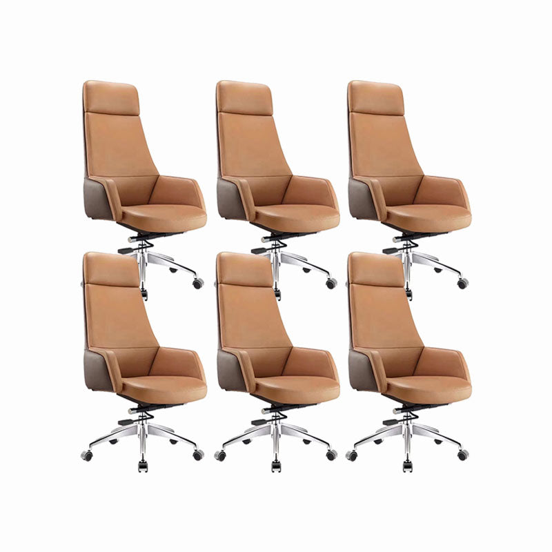 Modern Computer Chair Fixed Arms Chair Leather Management Office Chair