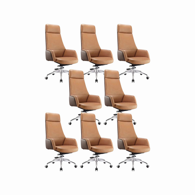 Modern Computer Chair Fixed Arms Chair Leather Management Office Chair