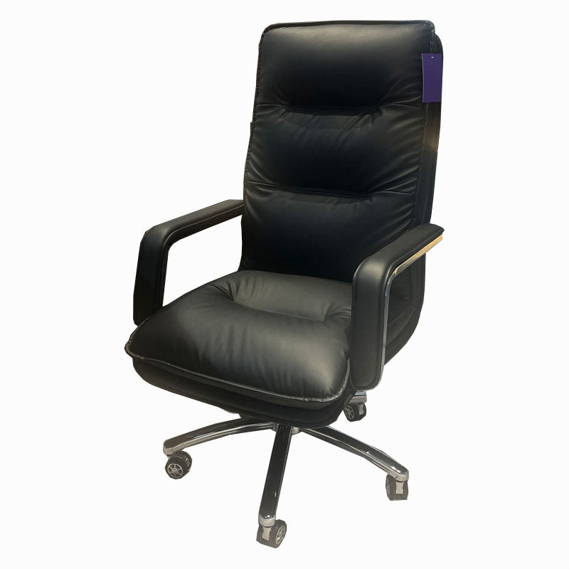 Modern Fixed Arms Chair Leather Management Office Chair with Wheels