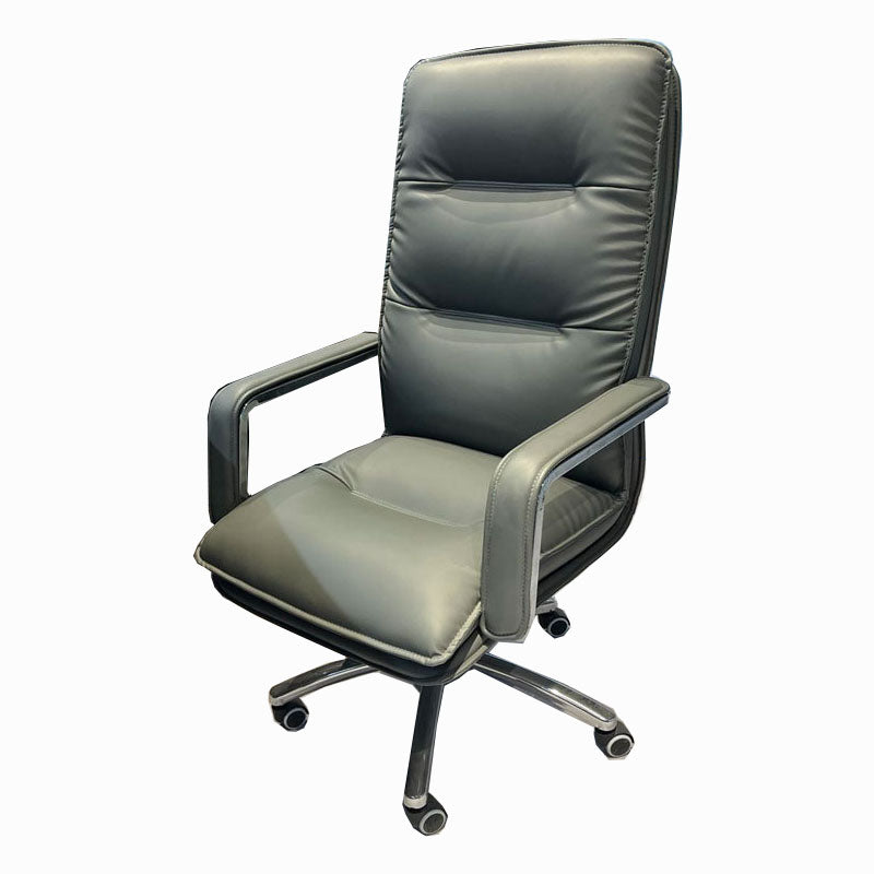 Modern Fixed Arms Chair Leather Management Office Chair with Wheels