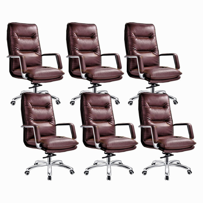 Modern Fixed Arms Chair Leather Management Office Chair with Wheels