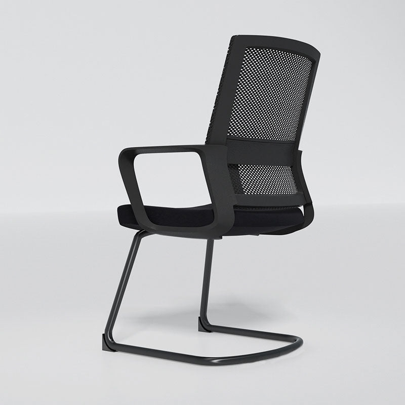 Black Mid-Back Office Chair Mesh-back Arms Included Task Chair