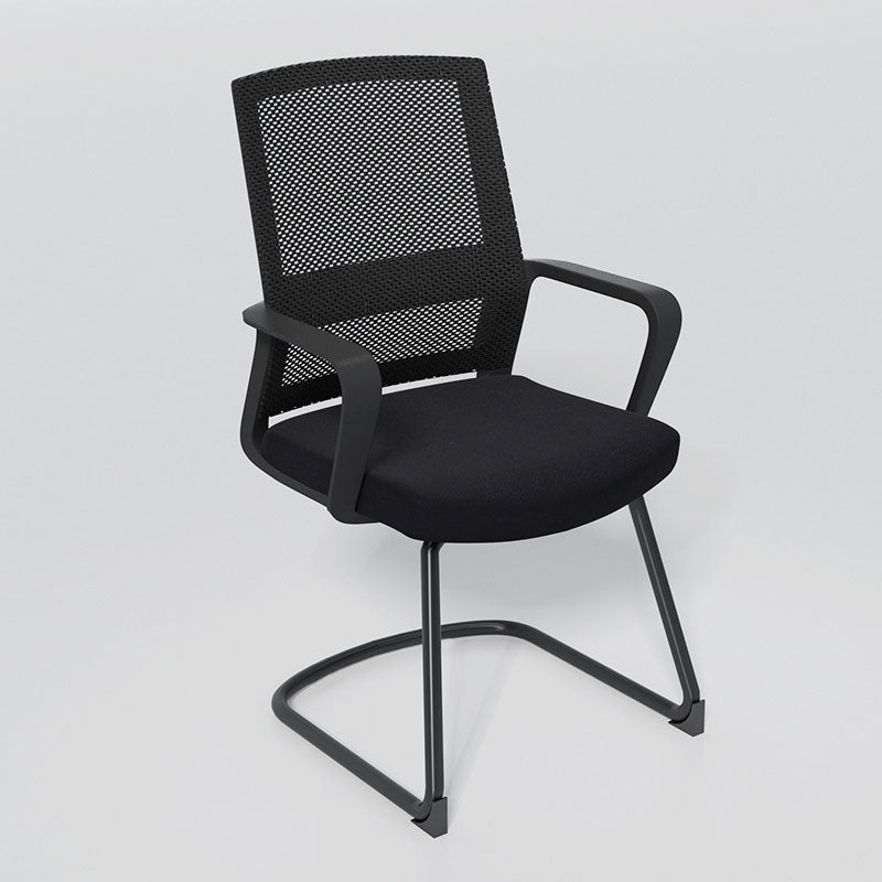 Black Mid-Back Office Chair Mesh-back Arms Included Task Chair