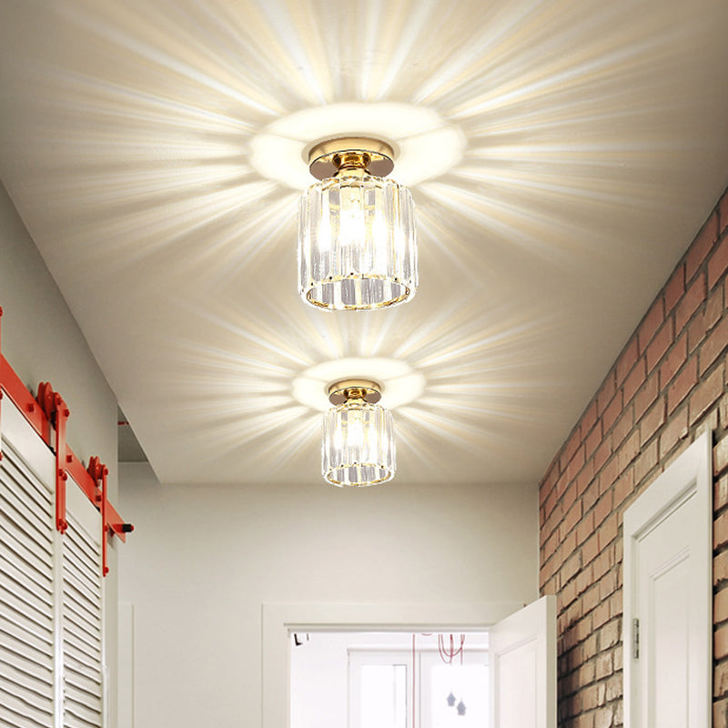 Modern Style Ceiling Light Simple Crystal Shade Flush Mount Light Fixture for Bedroom