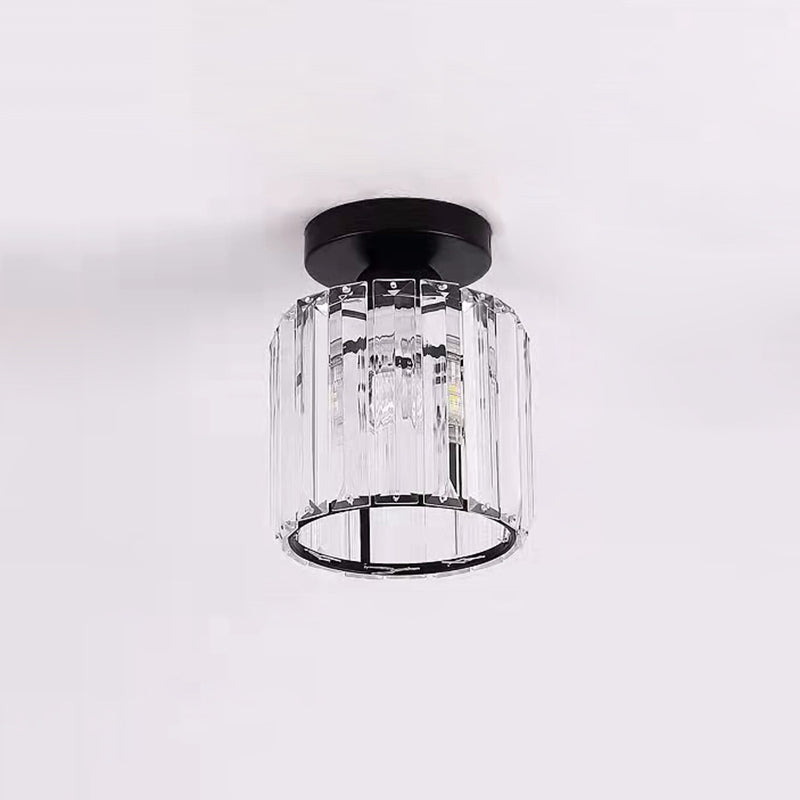 Modern Style Ceiling Light Simple Crystal Shade Flush Mount Light Fixture for Bedroom