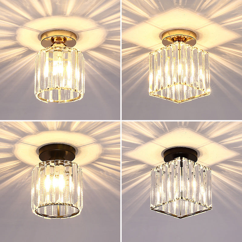 Modern Style Ceiling Light Simple Crystal Shade Flush Mount Light Fixture for Bedroom