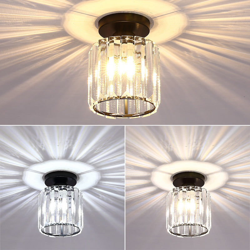 Modern Style Ceiling Light Simple Crystal Shade Flush Mount Light Fixture for Bedroom