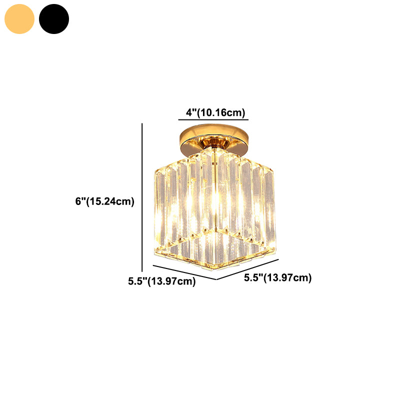 Modern Style Ceiling Light Simple Crystal Shade Flush Mount Light Fixture for Bedroom