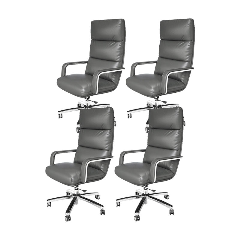 Leather Soft Swivel Office Chair Padded Arms Rolling Managers Chair