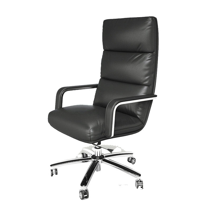 Leather Soft Swivel Office Chair Padded Arms Rolling Managers Chair