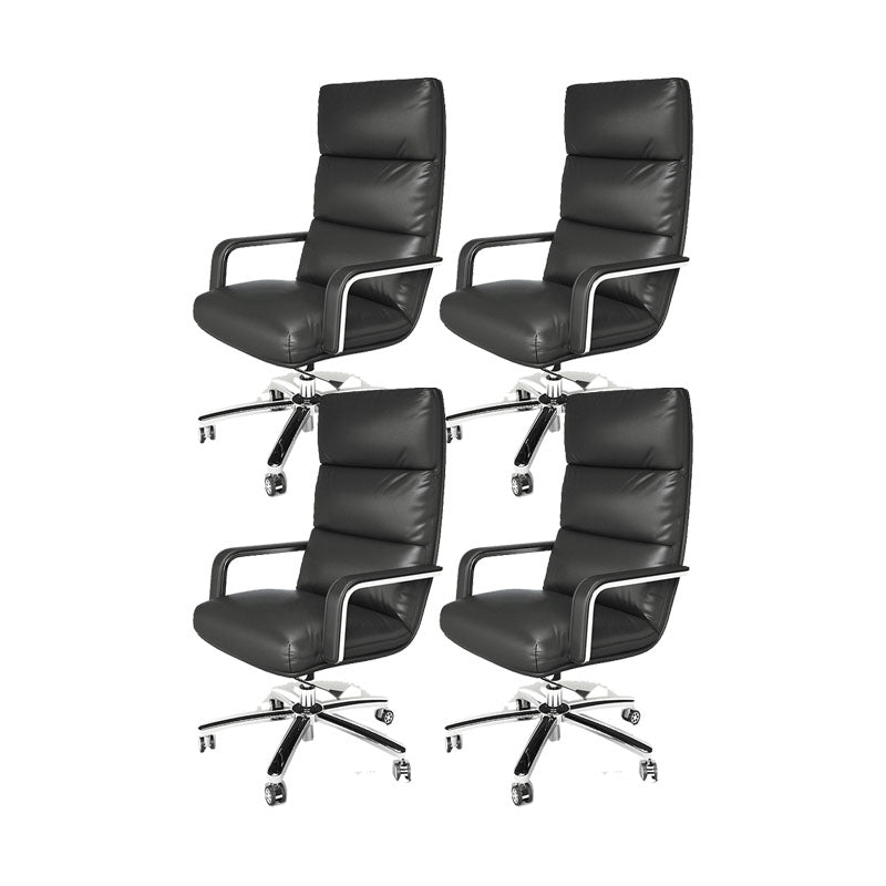 Leather Soft Swivel Office Chair Padded Arms Rolling Managers Chair