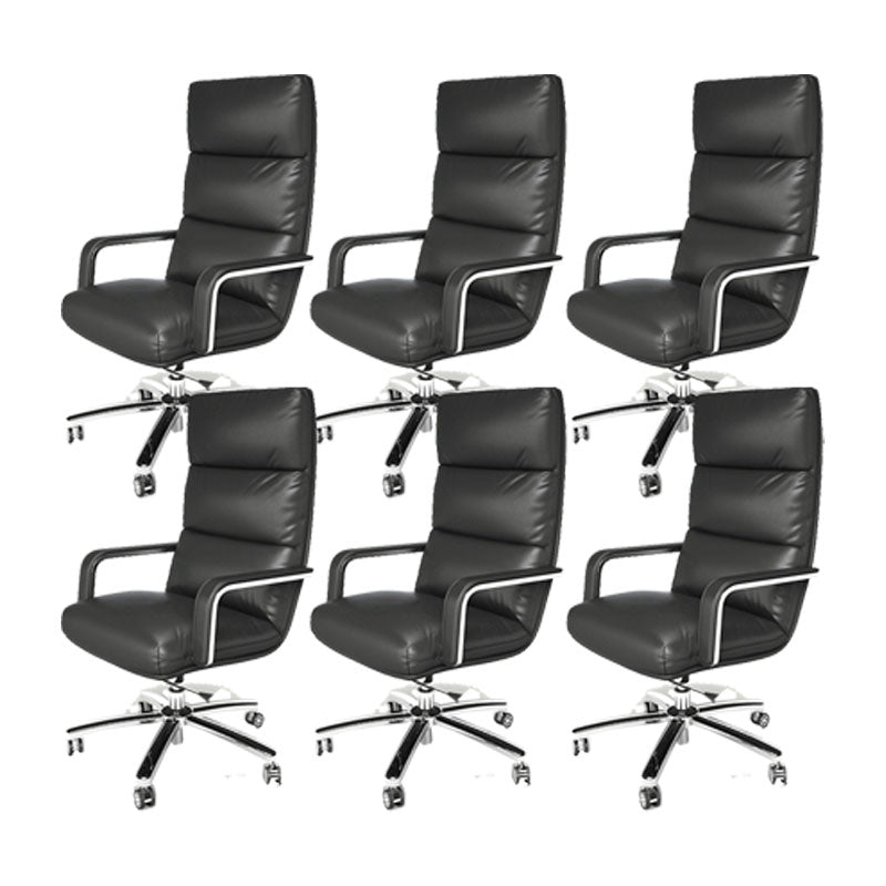 Leather Soft Swivel Office Chair Padded Arms Rolling Managers Chair