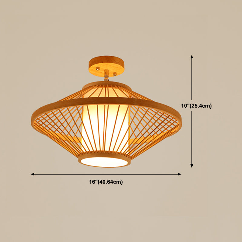 Asian Style Ceiling Lamp Bamboo Flush Mount Lighting for Hallway