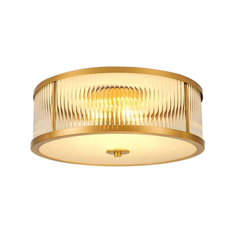 American Style Ceiling Lamp Glass Gold Flush Mount Lighting for Bedroom