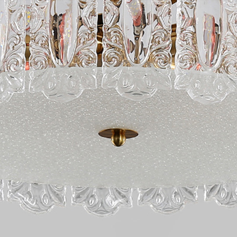 Gold Ceiling Lamp Glass Semi Flush Mount Light Fixture for Bedroom