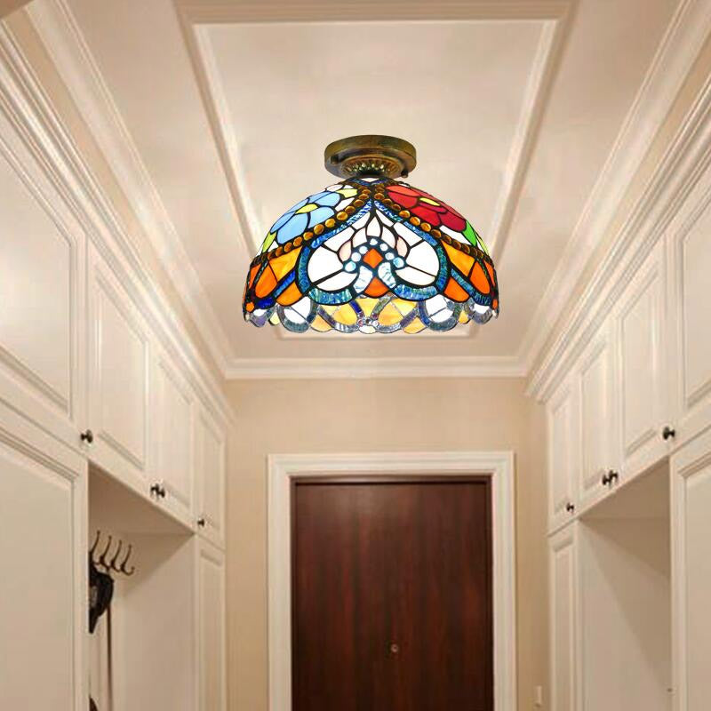 Tiffany Style Bowl Flush Mount  Glass Ceiling Light 1 Light for Hallway