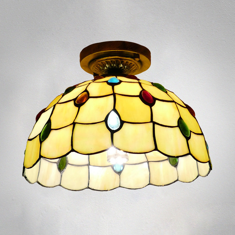 Tiffany Style Bowl Flush Mount  Glass Ceiling Light 1 Light for Hallway