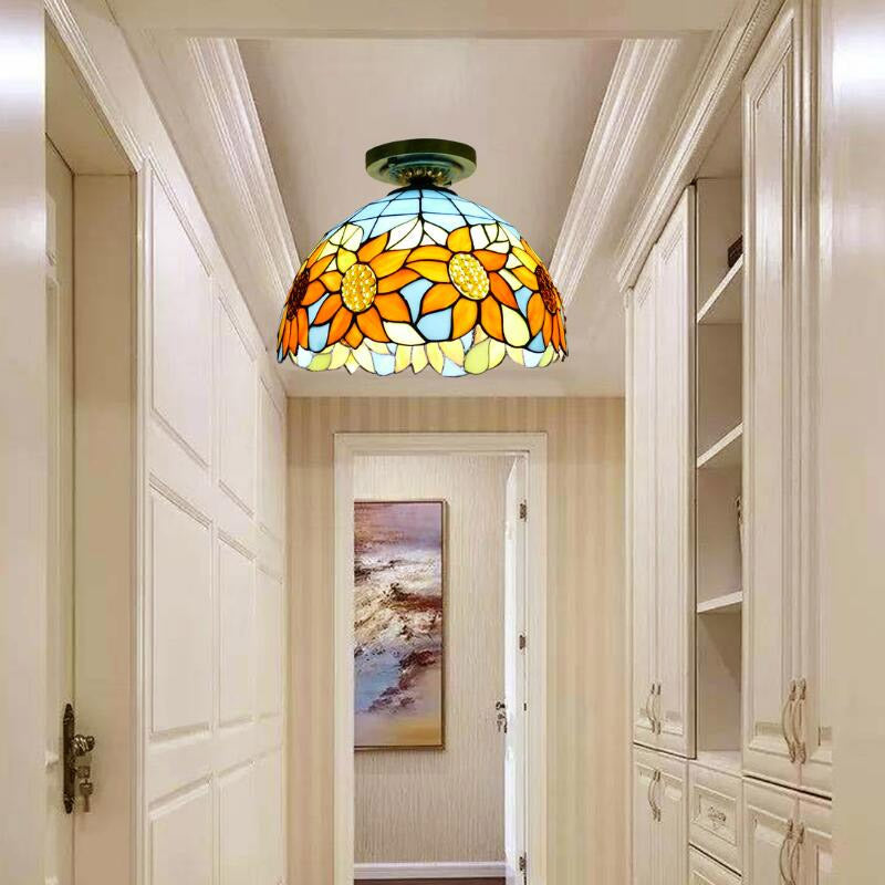 Tiffany Style Bowl Flush Mount  Glass Ceiling Light 1 Light for Hallway