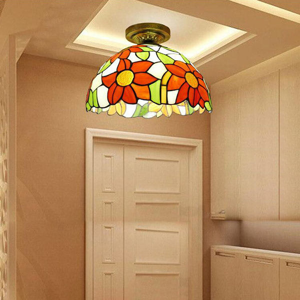 Tiffany Style Bowl Flush Mount  Glass Ceiling Light 1 Light for Hallway