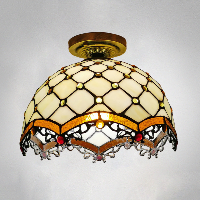 Tiffany Style Bowl Flush Mount  Glass Ceiling Light 1 Light for Hallway