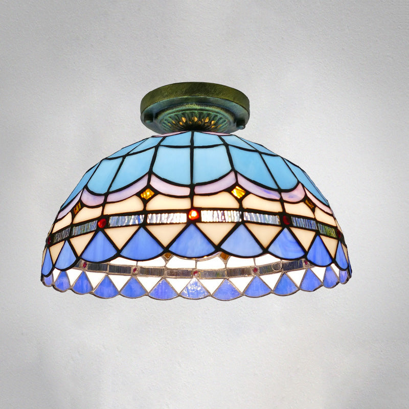 Tiffany Style Bowl Flush Mount  Glass Ceiling Light 1 Light for Hallway