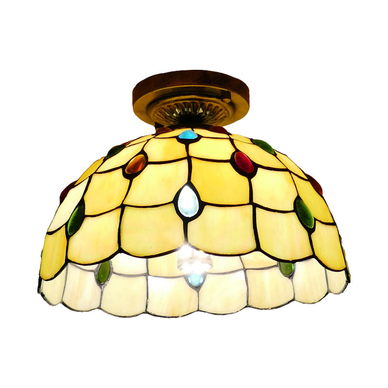 Tiffany Style Bowl Flush Mount  Glass Ceiling Light 1 Light for Hallway