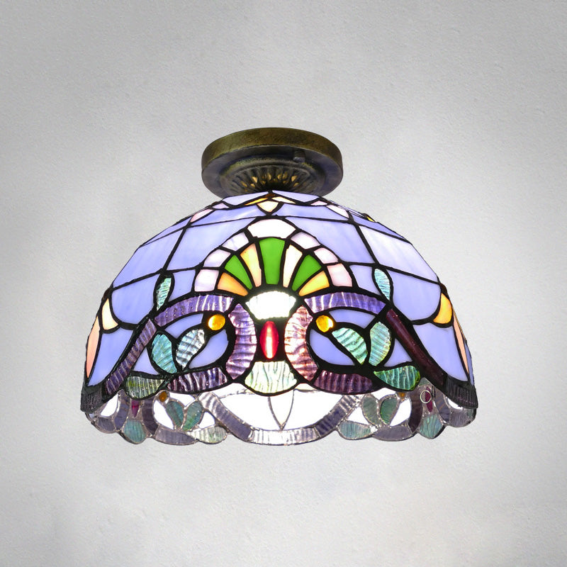 Tiffany Style Bowl Flush Mount  Glass Ceiling Light 1 Light for Hallway