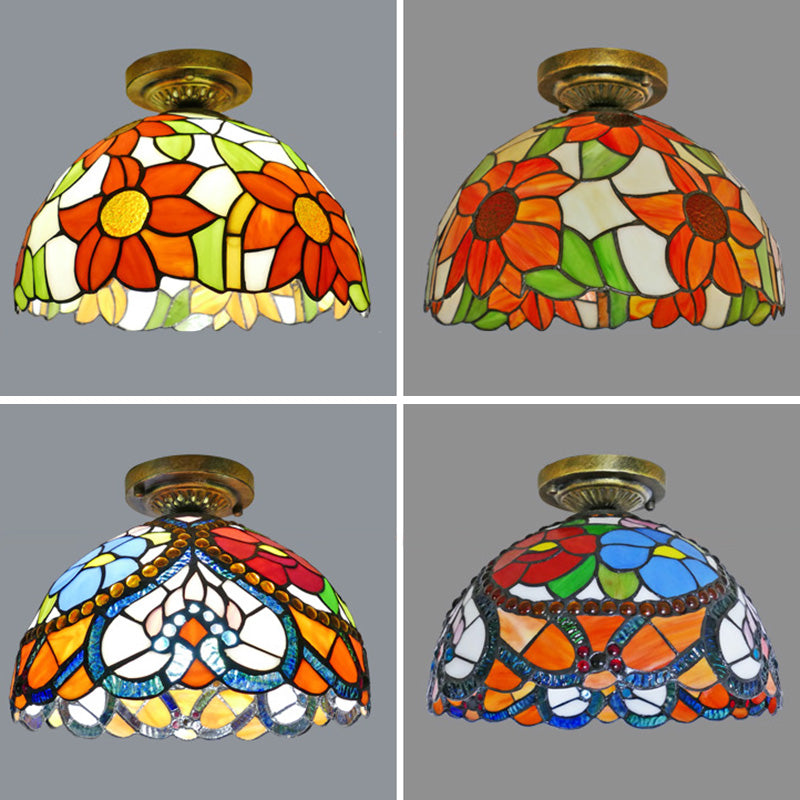 Tiffany Style Bowl Flush Mount  Glass Ceiling Light 1 Light for Hallway