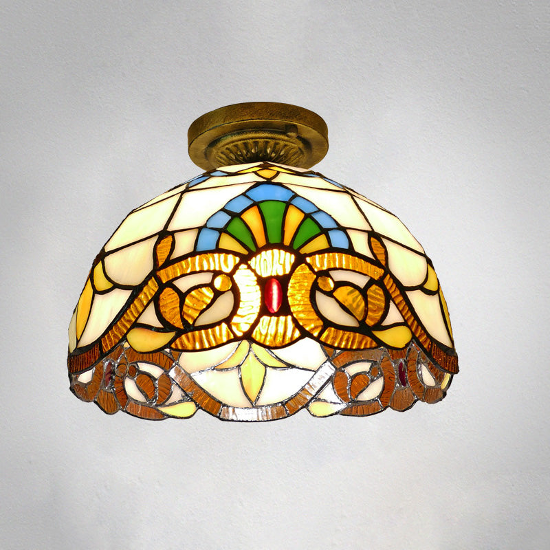 Tiffany Style Bowl Flush Mount  Glass Ceiling Light 1 Light for Hallway