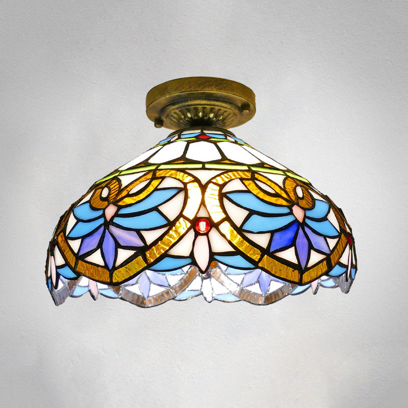 Tiffany Style Bowl Flush Mount  Glass Ceiling Light 1 Light for Hallway