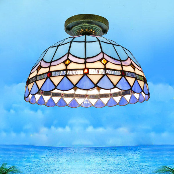 Tiffany Style Bowl Flush Mount  Glass Ceiling Light 1 Light for Hallway