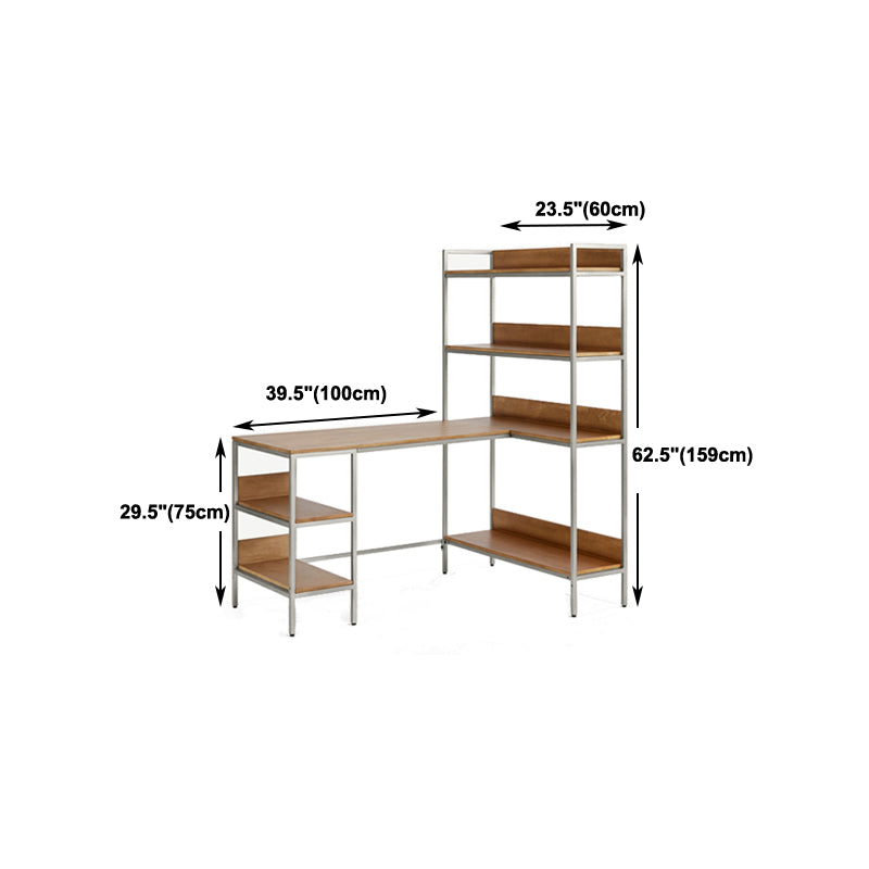 Contemporary L-Shape Office Desk Solid Wood Home Writing Desk