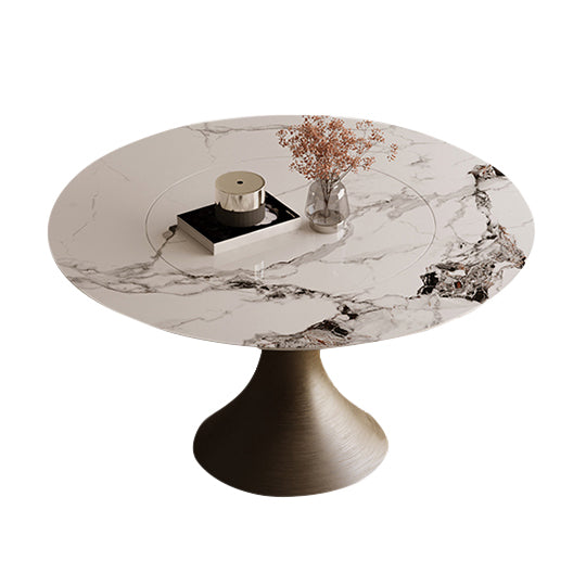 Traditional Luxury Round Table Stone Top Gold Base Dining Table